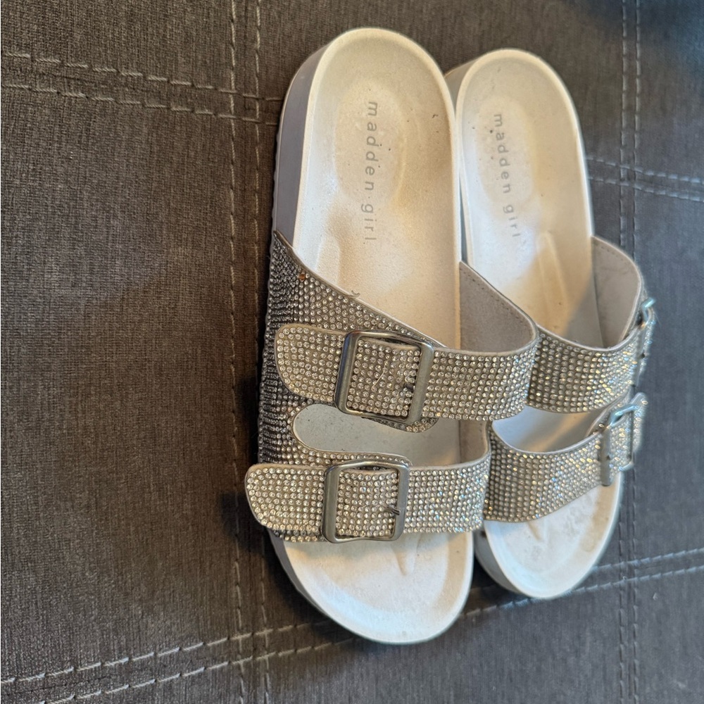 Madden Girl Kids Silver Slide Sandals
